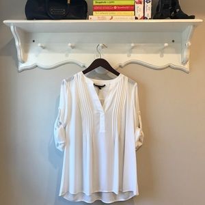 BCBG Pleated Convertible Sleeve Maternity Blouse